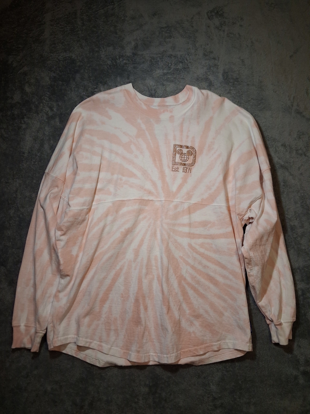 Disney Tshirt Sweatshirt Women's Medium Tie-Dye Pink Long Sleeve Heavy Tshirt